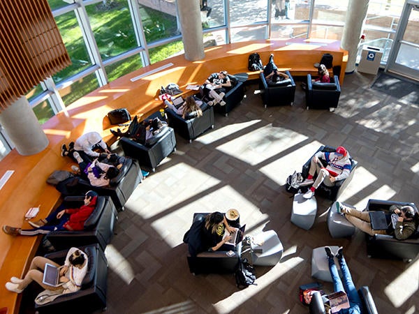 The HUB has a many locations to relax and study